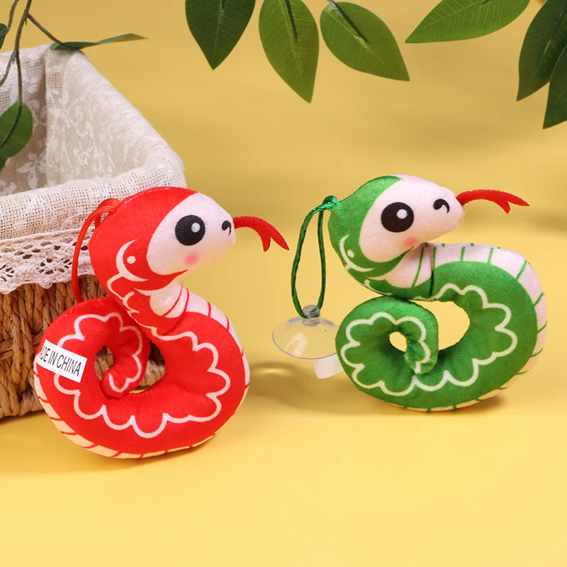 1Pc 2025 Chinese New Year Decorations Cute Zodiac Snake Plush Keychain Pendant Stuffed Doll Lucky Mascot For Children Gifts