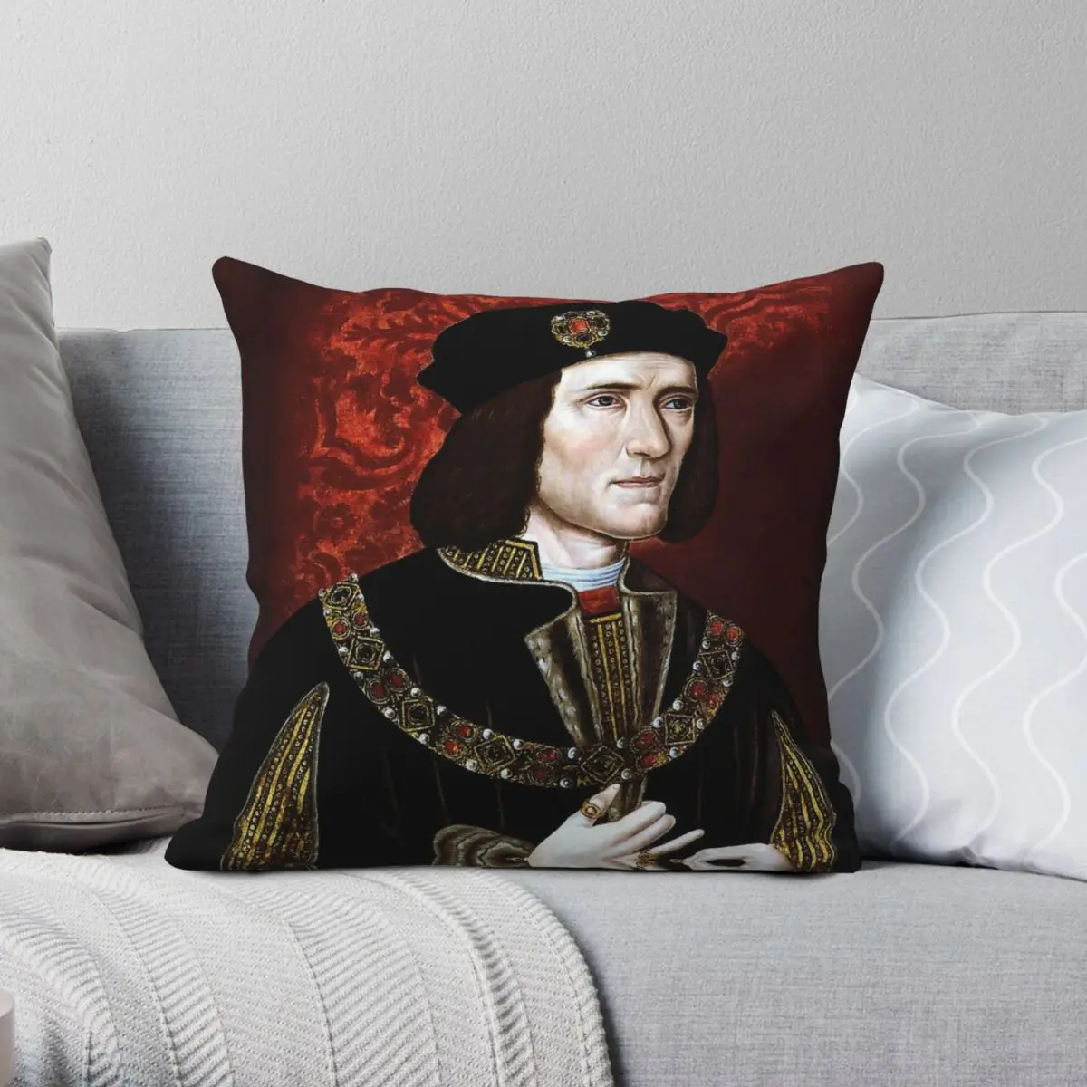 King Richard III Of England Square Pillowcase Polyester Linen Velvet Pattern Zip Decorative Pillow Case Sofa Cushion Cover