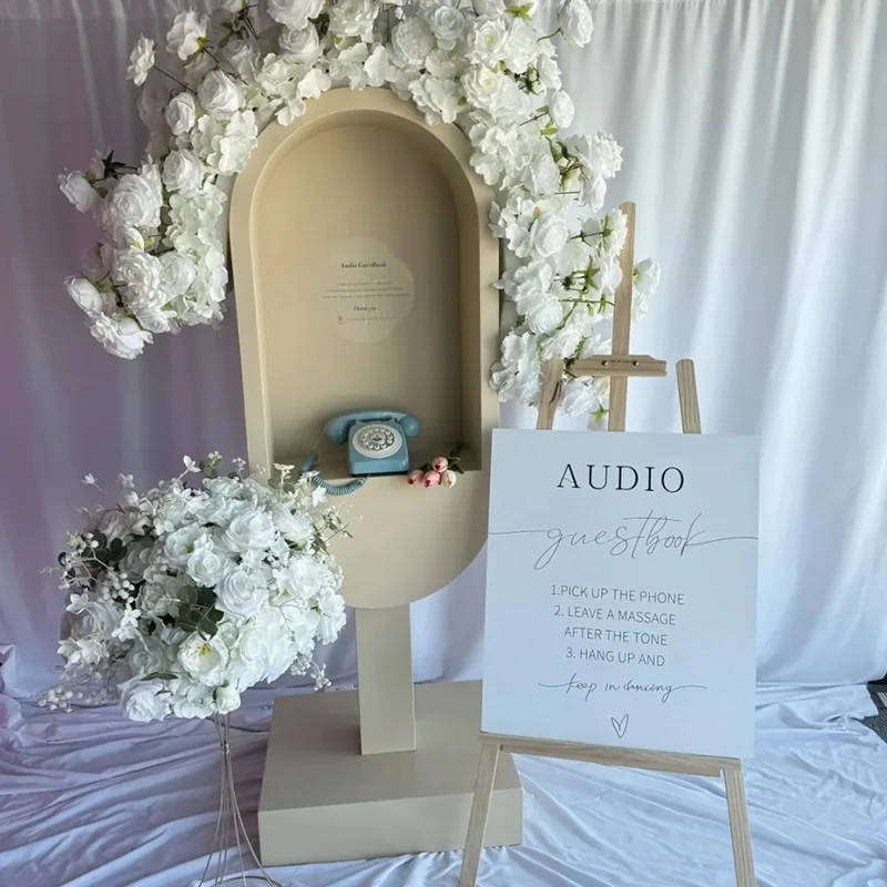 Custom Elegant Wedding Party Decoration Audio Guestbook Telephone Booth With Voice Mail