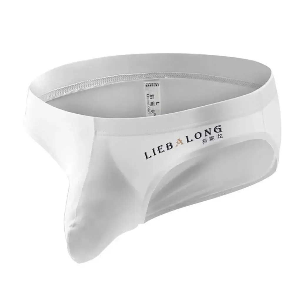 

Men Pouch Underwear Seamless Panties Bulge Enhancer Ice Silk Briefs Low Rise Thin Underpants Semi Transparent