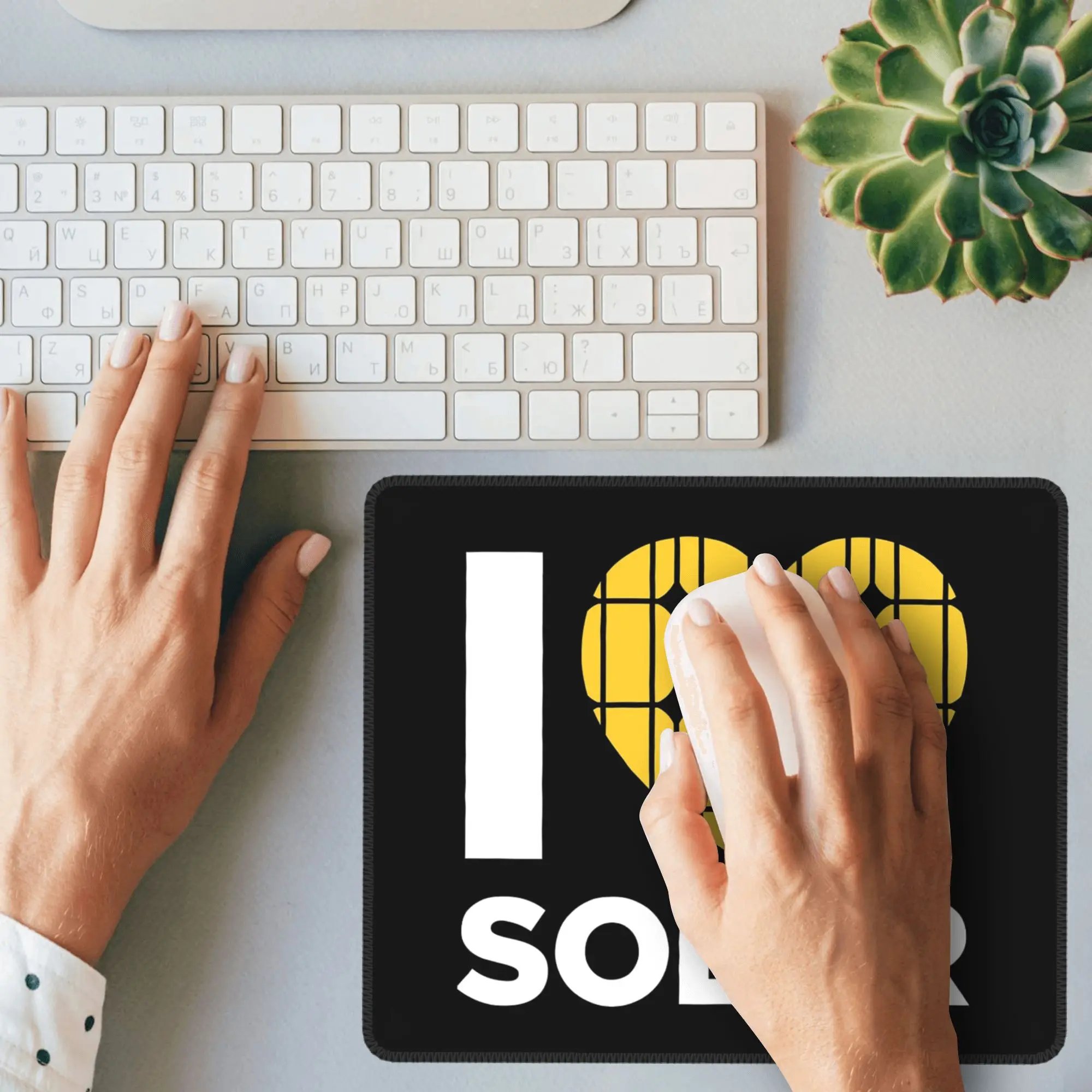 I Love Solar (블랙) 마우스 패드 컴퓨터 키보드 마우스 매트 게임용 PC 노트북 책상 매트 사무용품 테이블 매트