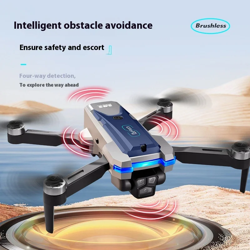 Drone Triple Kamera HD S8S Fotografi Udara Quadcopter Brushless Kendali Jarak Jauh Mainan Pesawat dengan Penghindaran Aliran Optik