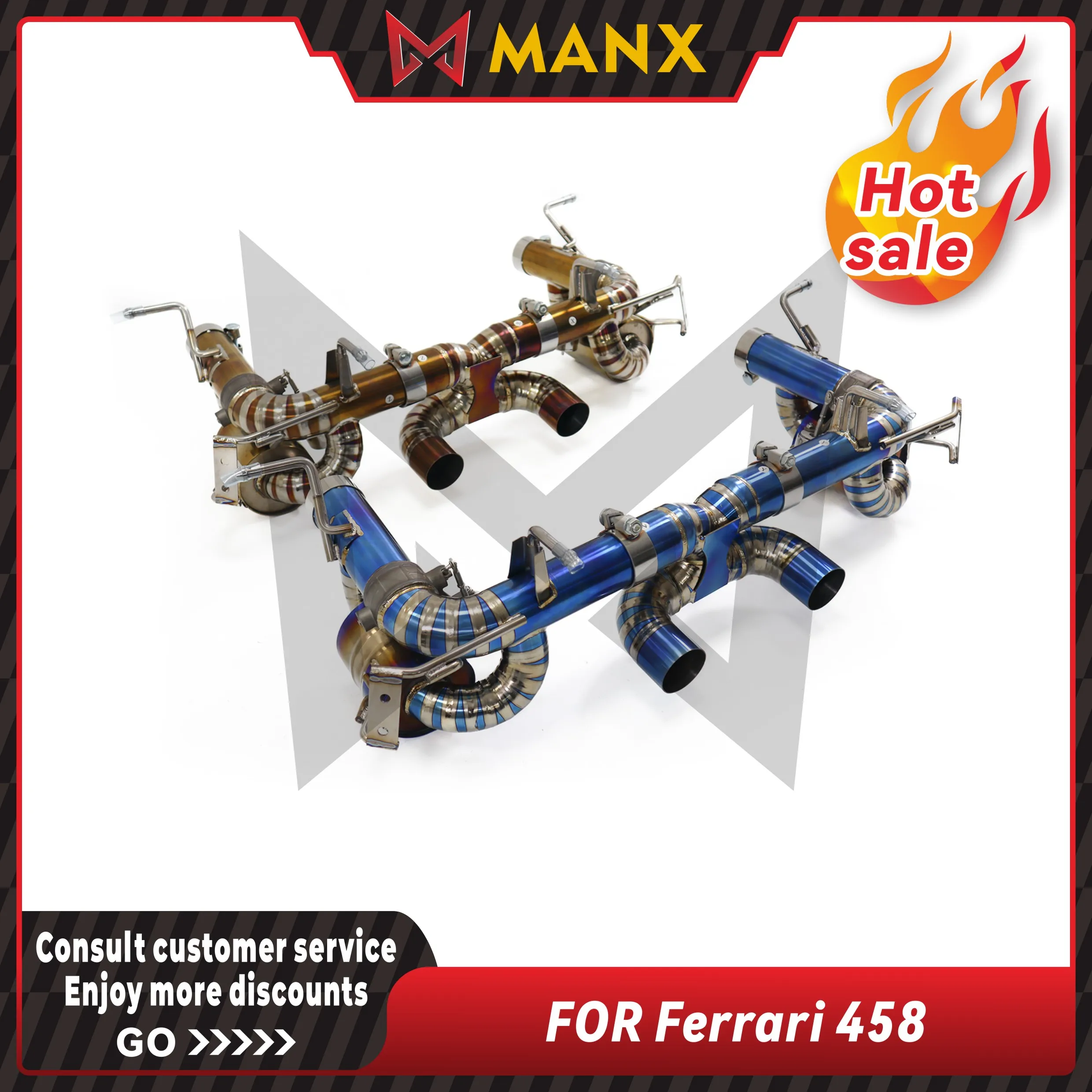 

MANX Car Exhaust System Catback for Ferrari 458 Titanium Alloy Performance exhaust pipe Muffler with remote control valve