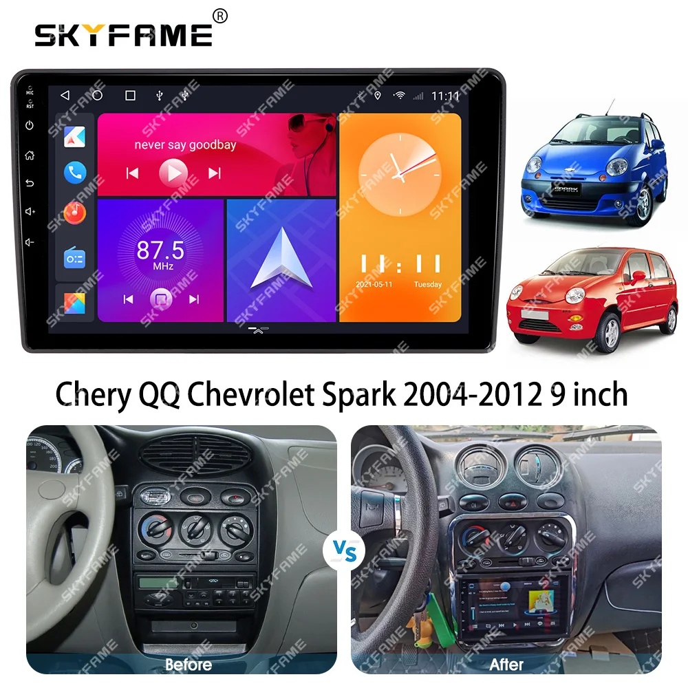 SKYFAME إطار السيارة فآسيا محول أندرويد راديو داش تركيب لوحة عدة لشيري QQ شيفروليه سبارك #6