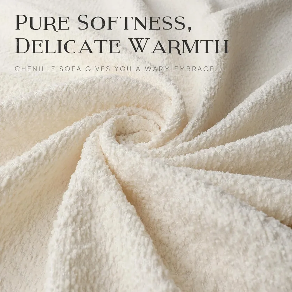 أرائك لغرفة المعيشة، أريكة أريكة مقاس 89 بوصة مع 3 مقاعد عميقة جدًا، سرير أريكة خالي من الأدوات، نائمة من قماش الشنيل القطني الحديث #3