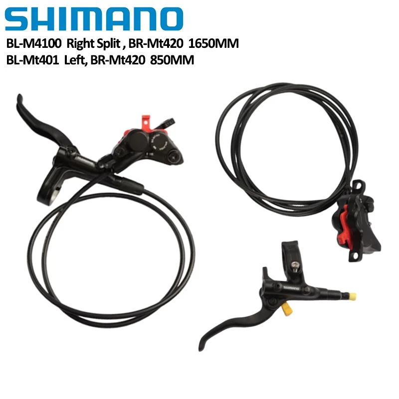 Shimano BL-MT401 Left M4100 Right Split brake lever + BR-MT420 Left 850/900MM Right 1650/1700MM  Hydraulic disc brake for MTB