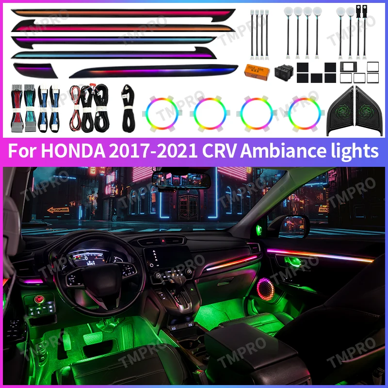 

Applicable for 2017-2022 Honda CRV Car Ambient Lights Automotive Interior Decoration64 Colors LED Safety assistance systems