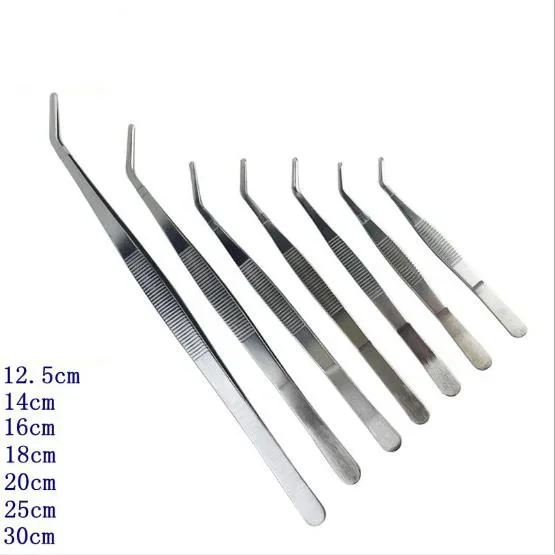 15Pcs Stainless Steel Curved Nippers Tweezers Feeding Tongs for Reptile New Cleaning Tool