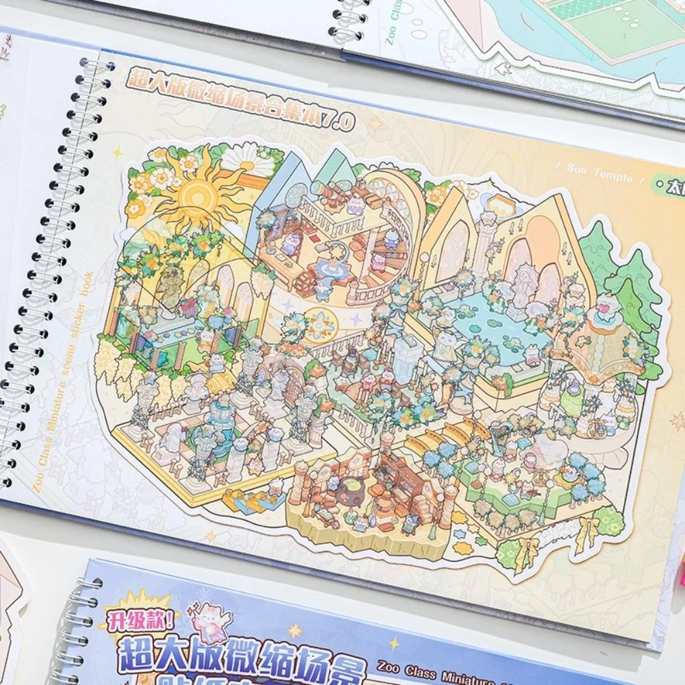 

Милые миниатюрные наклейки-пейзажи горизонтальные, большого размера, 6 сцен, 20 листов, ПЭТ, 3D-наклейки-сцены, подарки для детей