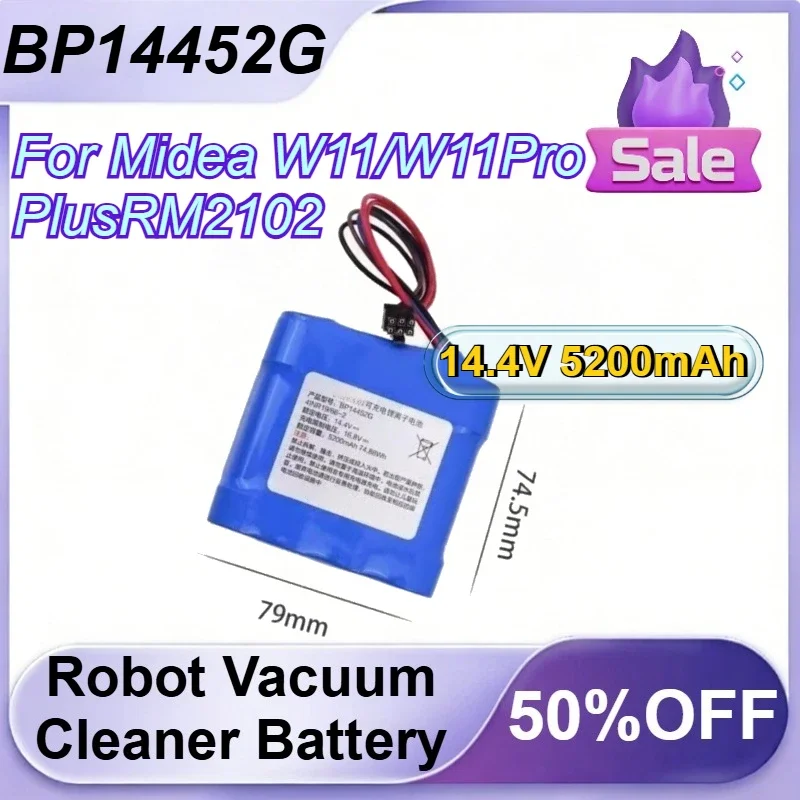 [BP14452G] for Midea W11/W11Pro/PlusRM2102 Lithium Battery 14.4V 5200mAh Robot Vacuum Cleaner Accessories