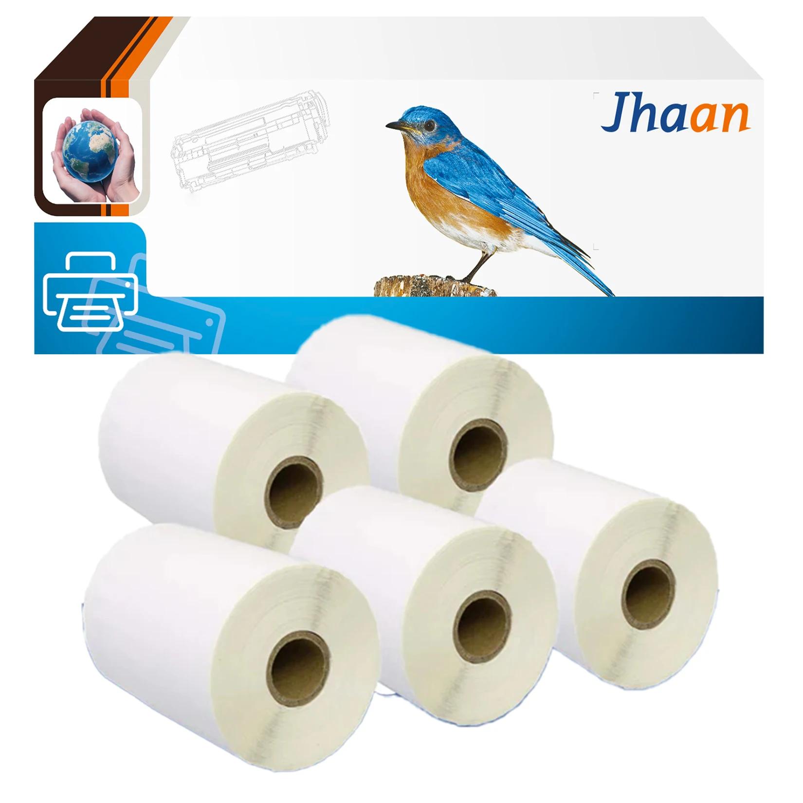 Jhaan 5 X S0904980 (104x159mm, 220 Etiketten) Kompatible Etiketten, kompatibel mit Dymo LabelWriter EL40, EL60, SE300, SE450, SE200 – Detail 1