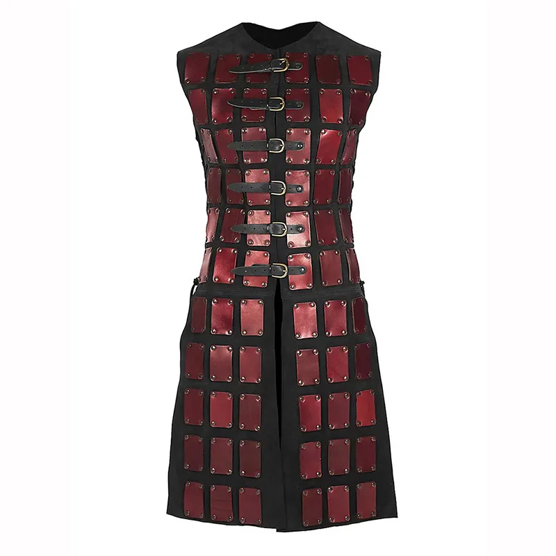 Middeleeuwse Viking Ridder Lederen Brigandine Tuniek Jas Romeinse Gladiator Warrior Cosplay Kostuum Vest Tabard LARP Armor Rok Jerkin