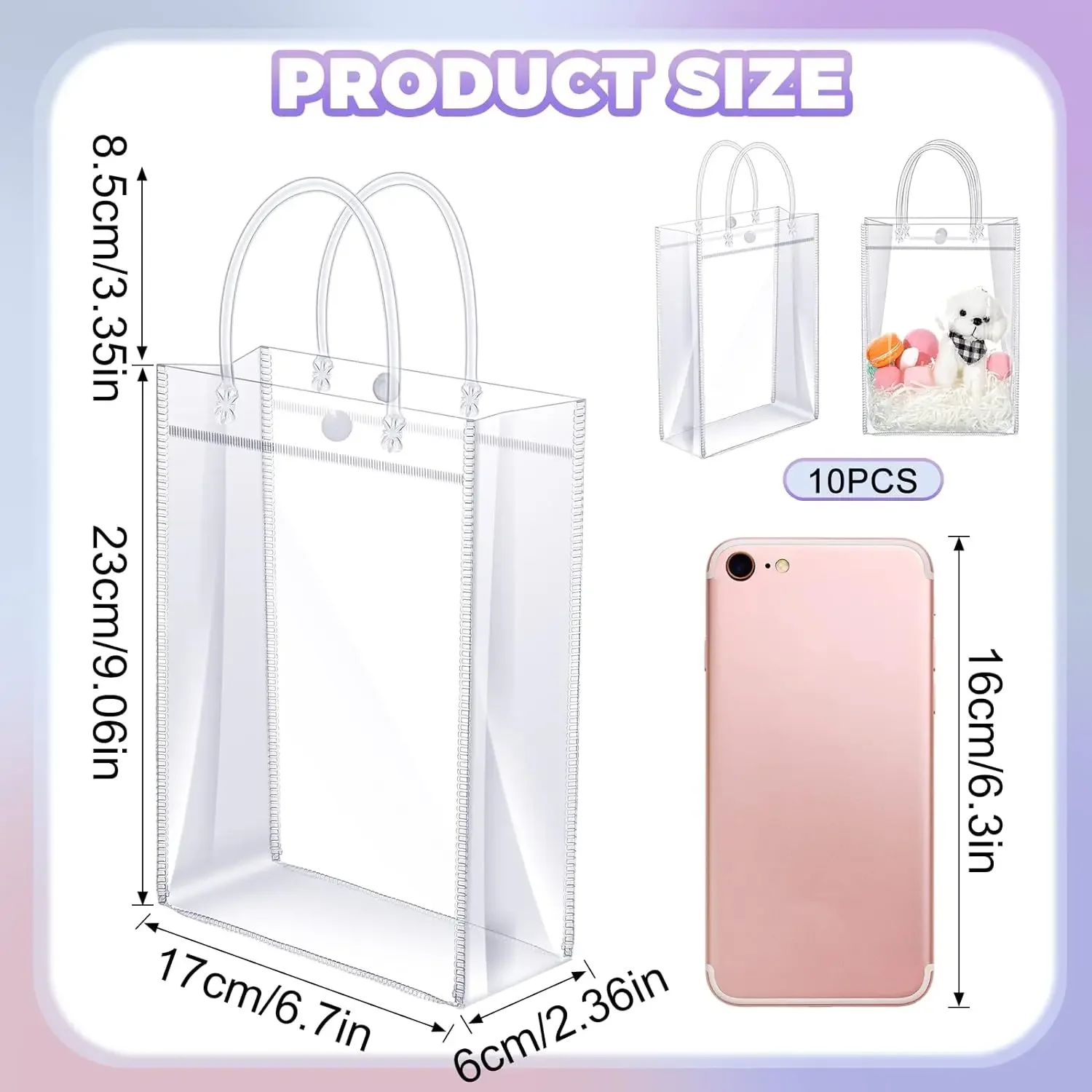 10-100pcs Transparent Gift Bags Holiday Anniversary Wedding Party Birthday Gift Pvc Gift Packaging Bags