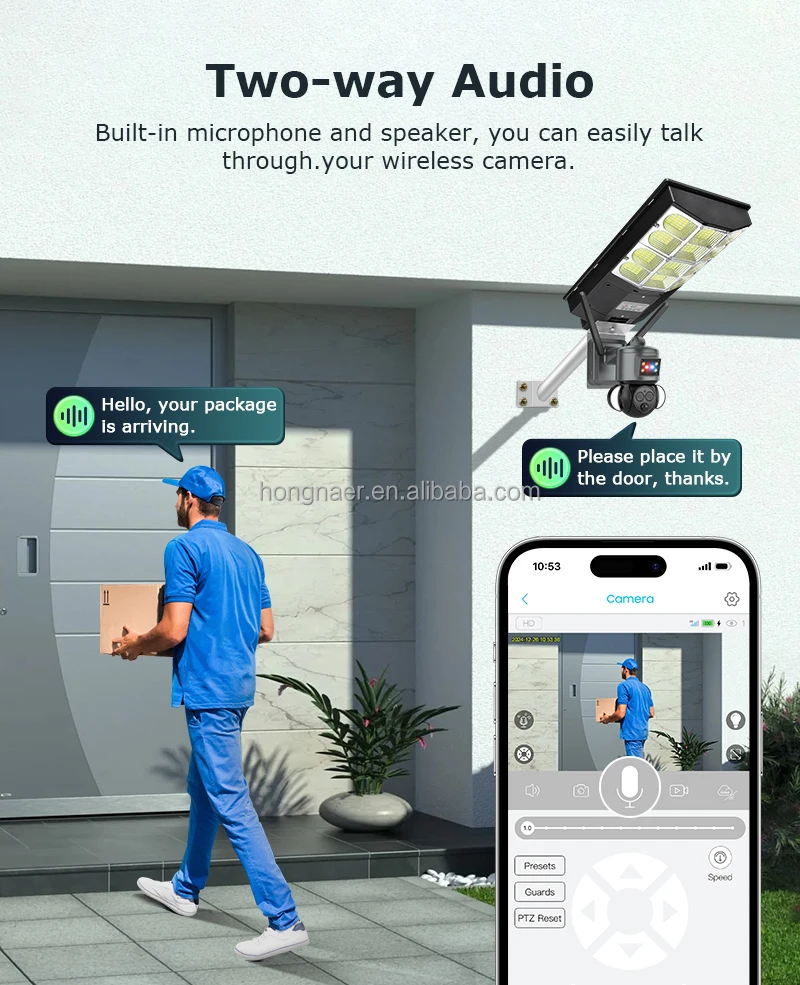 Hongnaer 6MP 2 عدسة 12X التكبير اللاسلكية تعمل بالطاقة الشمسية كاميرا تلفزيونات الدوائر المغلقة Ubox WiFi الأمن في الهواء الطلق 4G بطاقة Sim كاميرا ضوء الشارع الشمسية #5