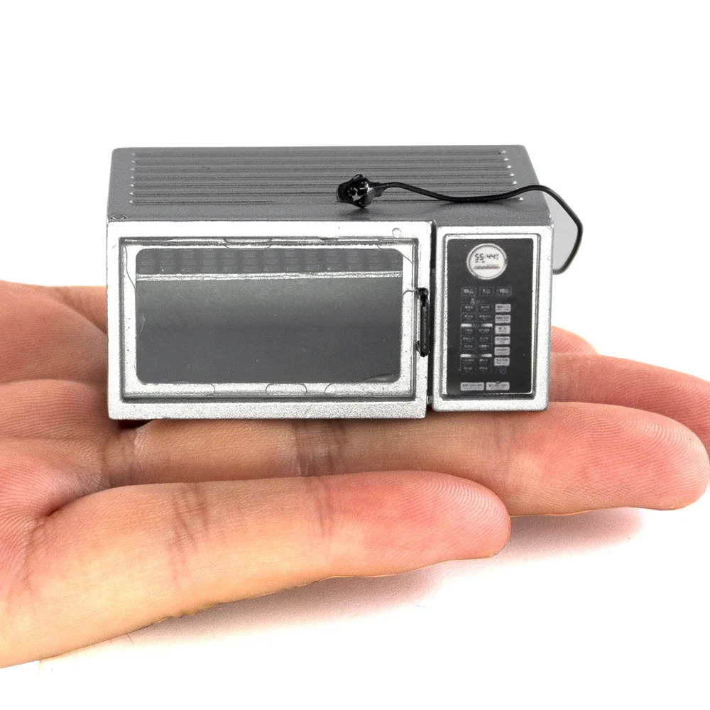 

1/12 Dollhouse Miniature Accessories Mini Metal Microwave Oven Simulation Kitchen Utensils Model for Doll House Decoration ob11