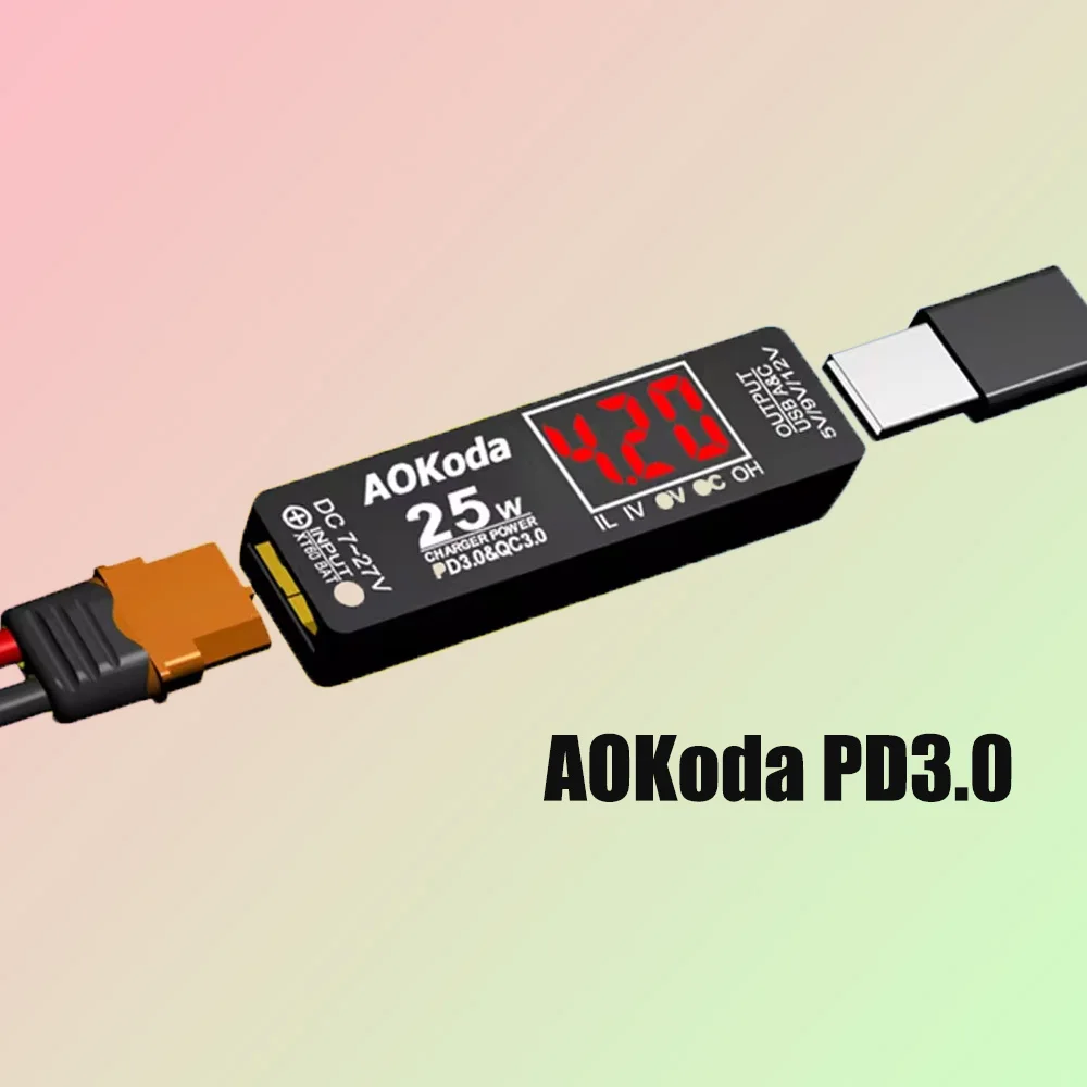 

PD3.0 Lipo Battery Быстрое зарядное устройство AOKoda XT60 в USB-адаптер преобразователя питания/штекер Xt60 на T для смартфонов, планшетных ПК, детали для самостоятельного изготовления