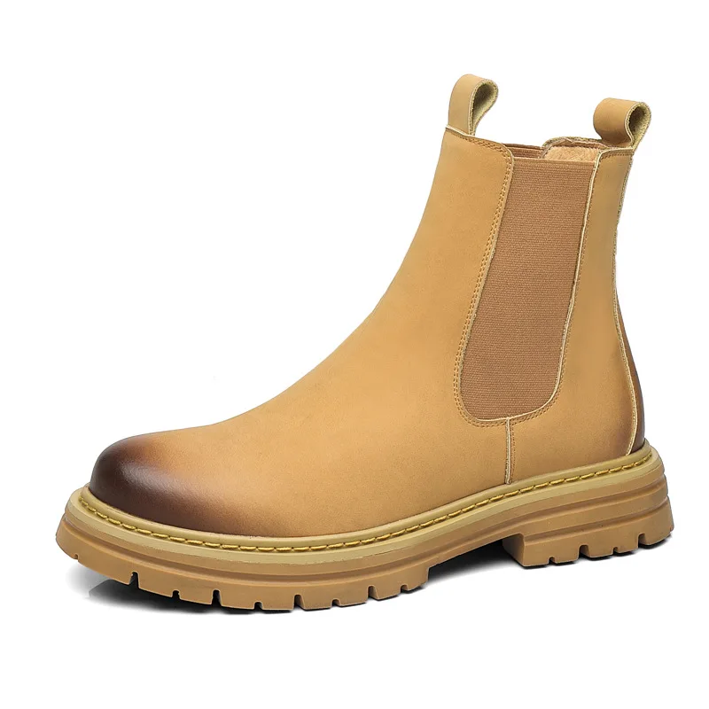 

Мужские ботинки «Челси» в британском стиле, оригинальная кожаная обувь, ковбойские осенне-зимние ботинки, крутые высокие кеды, мужские туфли