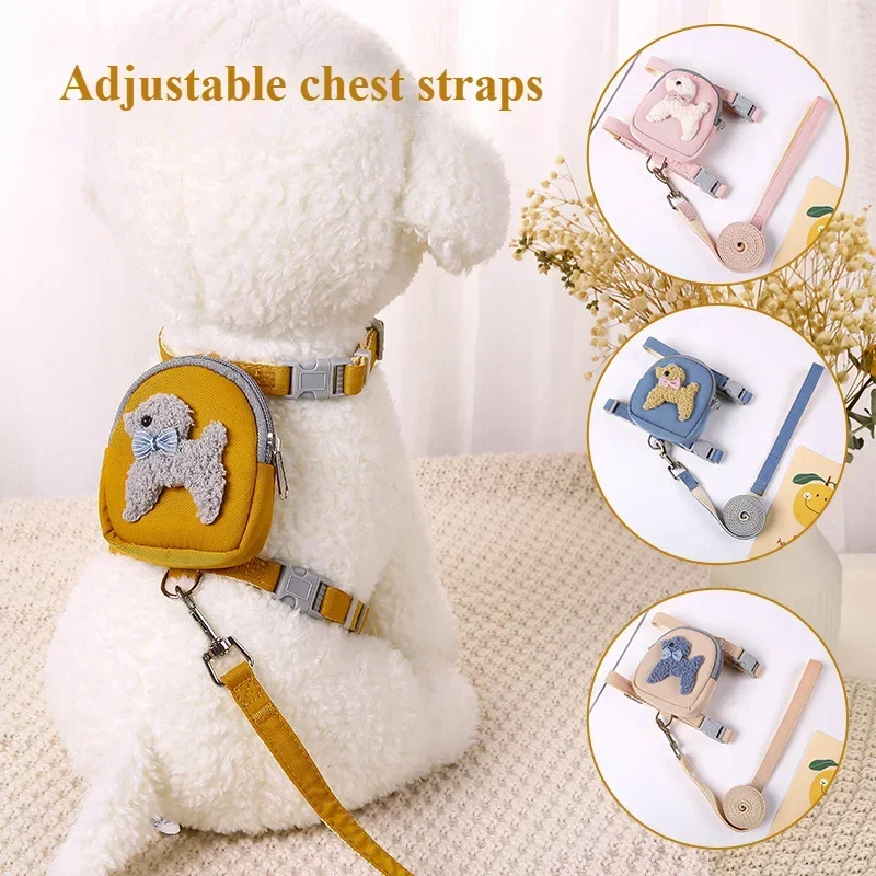 Adjustable Drawstring Backpack Drawstring Teddy Bear Dog Snack Bag Woven Back Dog Walking Rope Cat Rope