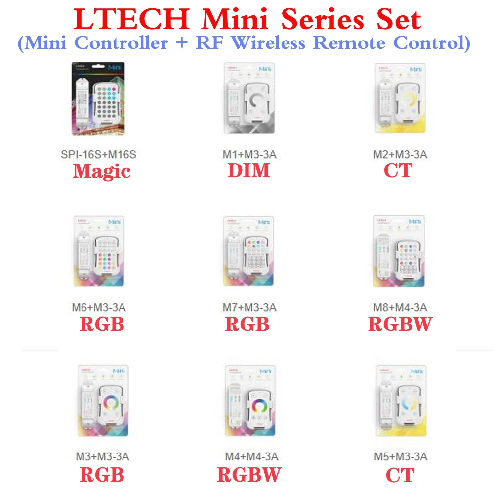 LTECH Mini Series Set Constant Voltage LED Controller+RF WIRELESS Remote Control For CT DIM RGB RGBW LED Magic Pixel Light Strip