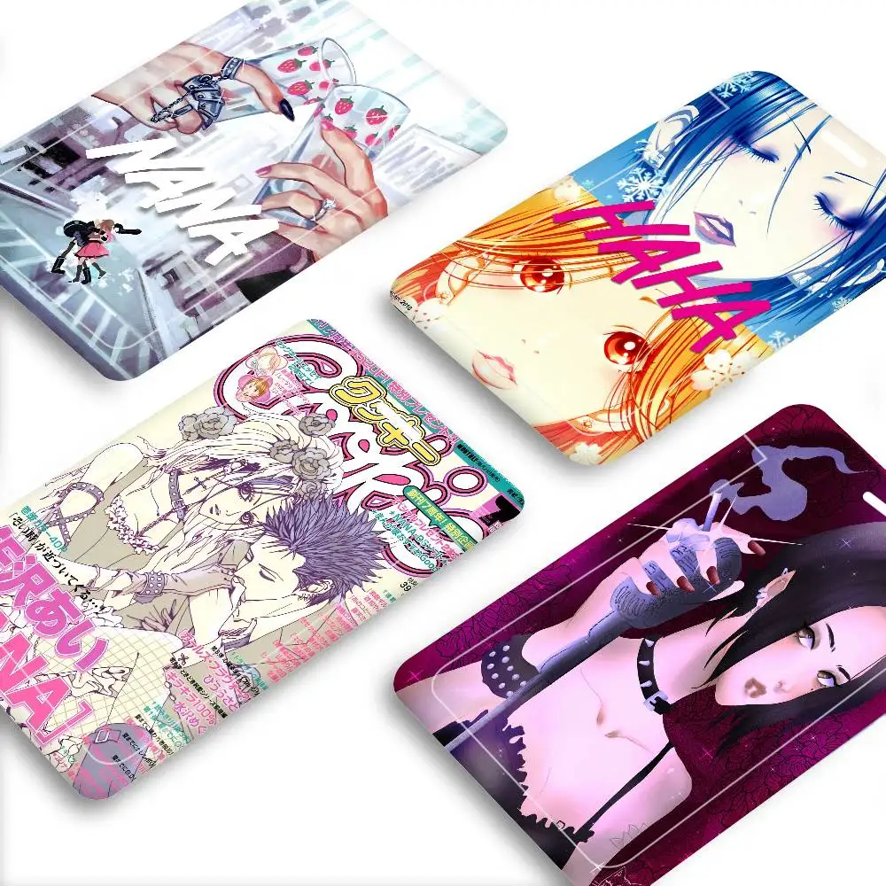 Anime NANA 1Set Working Permit Case Exhibition ID Card Sleeve Holder with Lanyard Work Card Cover Neck Strap