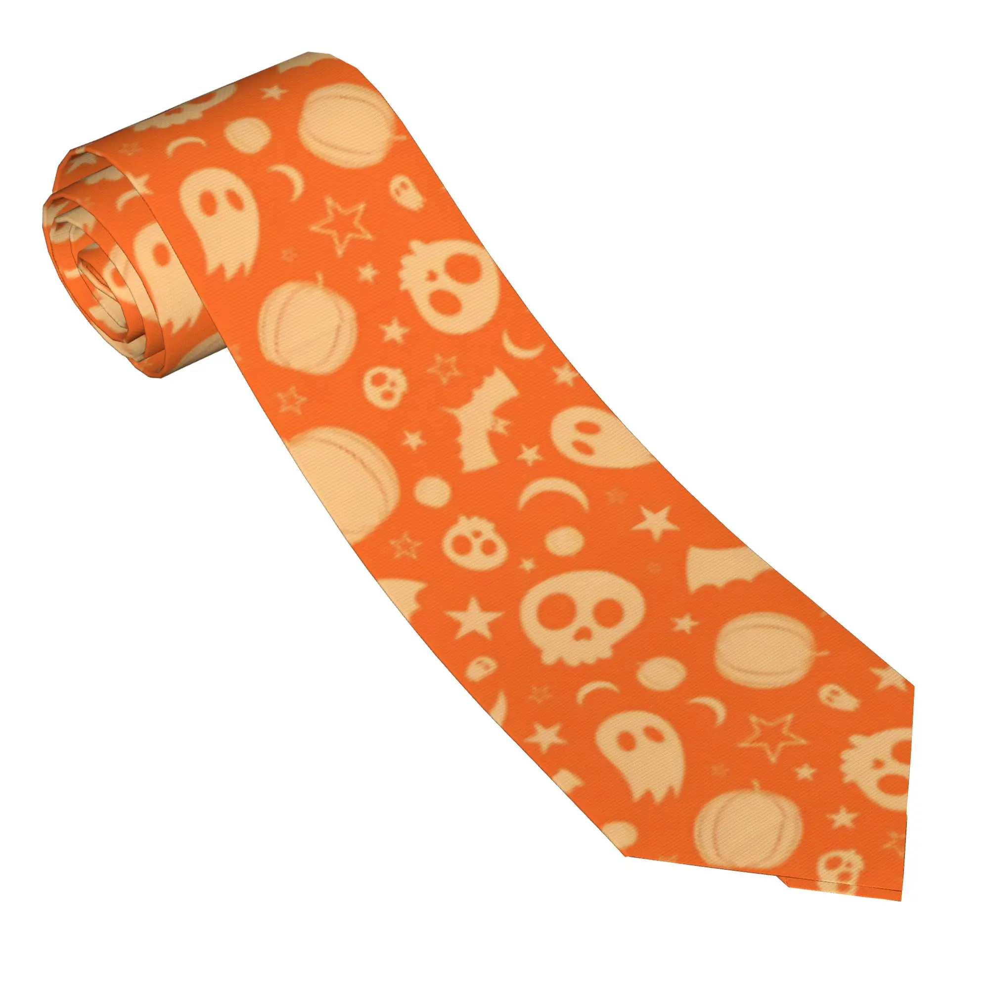 Halloween Pumpkins Ghosts Gothic Necktie 8 cm Trick or Treat Neck Ties for Men Silk Wide Suits Accessories Cravat Cosplay Props