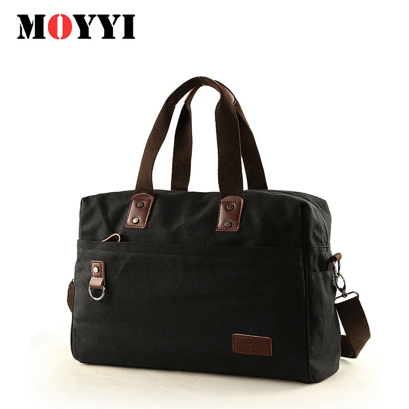 Shoulder Crossbody Bag Men's Trendy Retro Canvas Fabric Handheld Zipper Bag