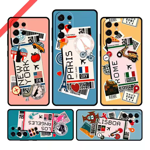 BOARDING PASS New York TOKYO Traveltickets Phone Case For Samsung S20 FE S21 S10 S23 Plus S24 S22 Ultra Note20 S9 S8 Cover