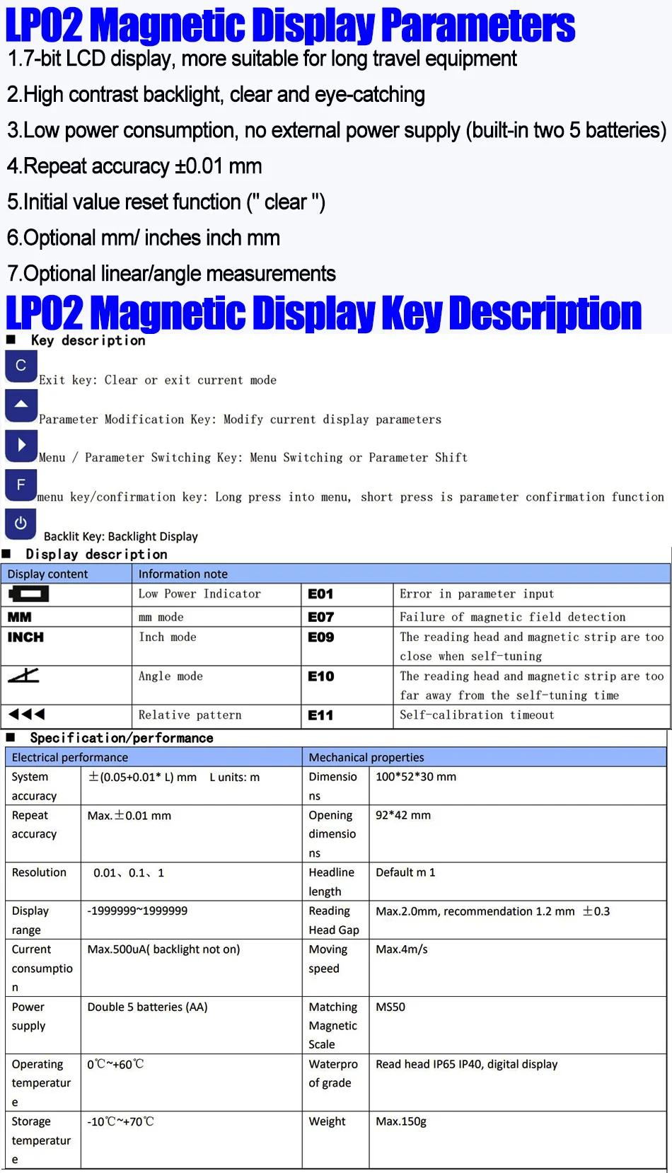 7-Bit-LCD-Display LP02 Integriertes eingebettetes Magnetmesssystem Magnetband mit Fleckbandprofil – Detail 5