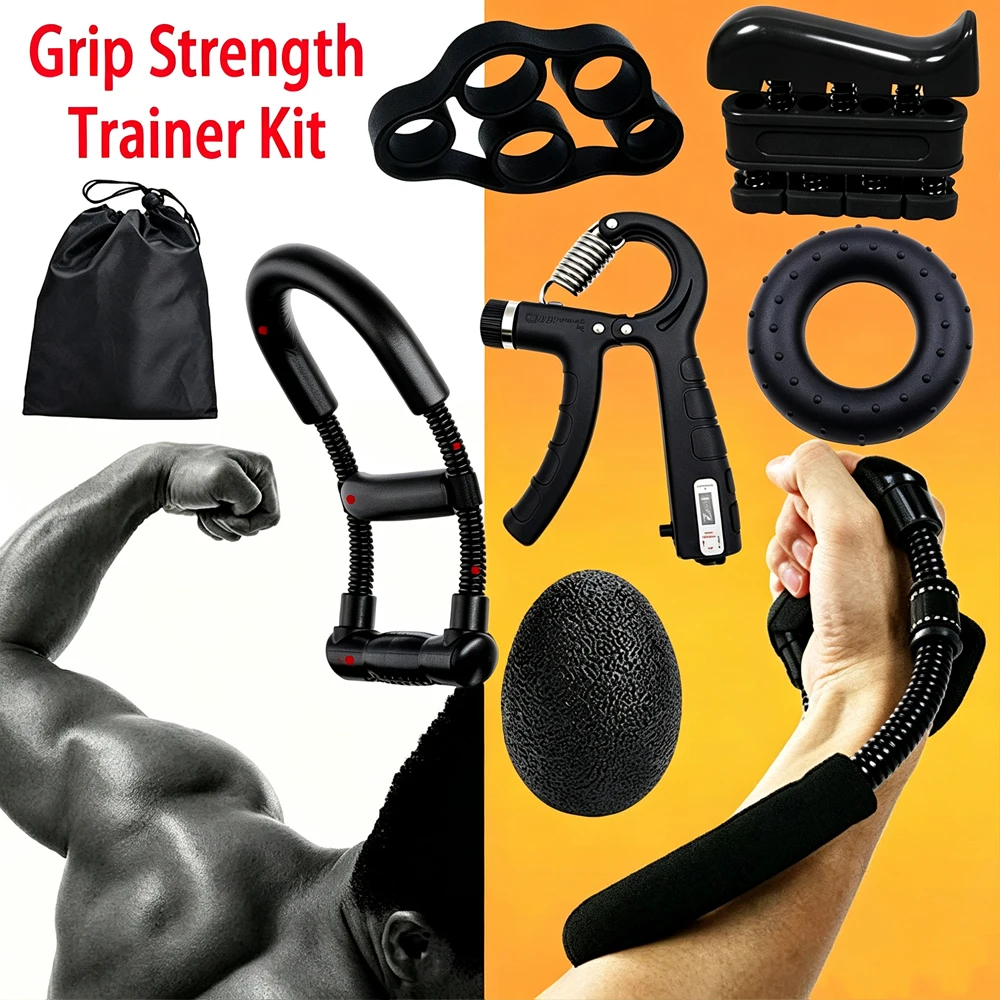 Adjustable Grip Strength Trainer Wrist Finger Exerciser Hand Grip Strengthener Muscle Building Injury Recover Expander Kit