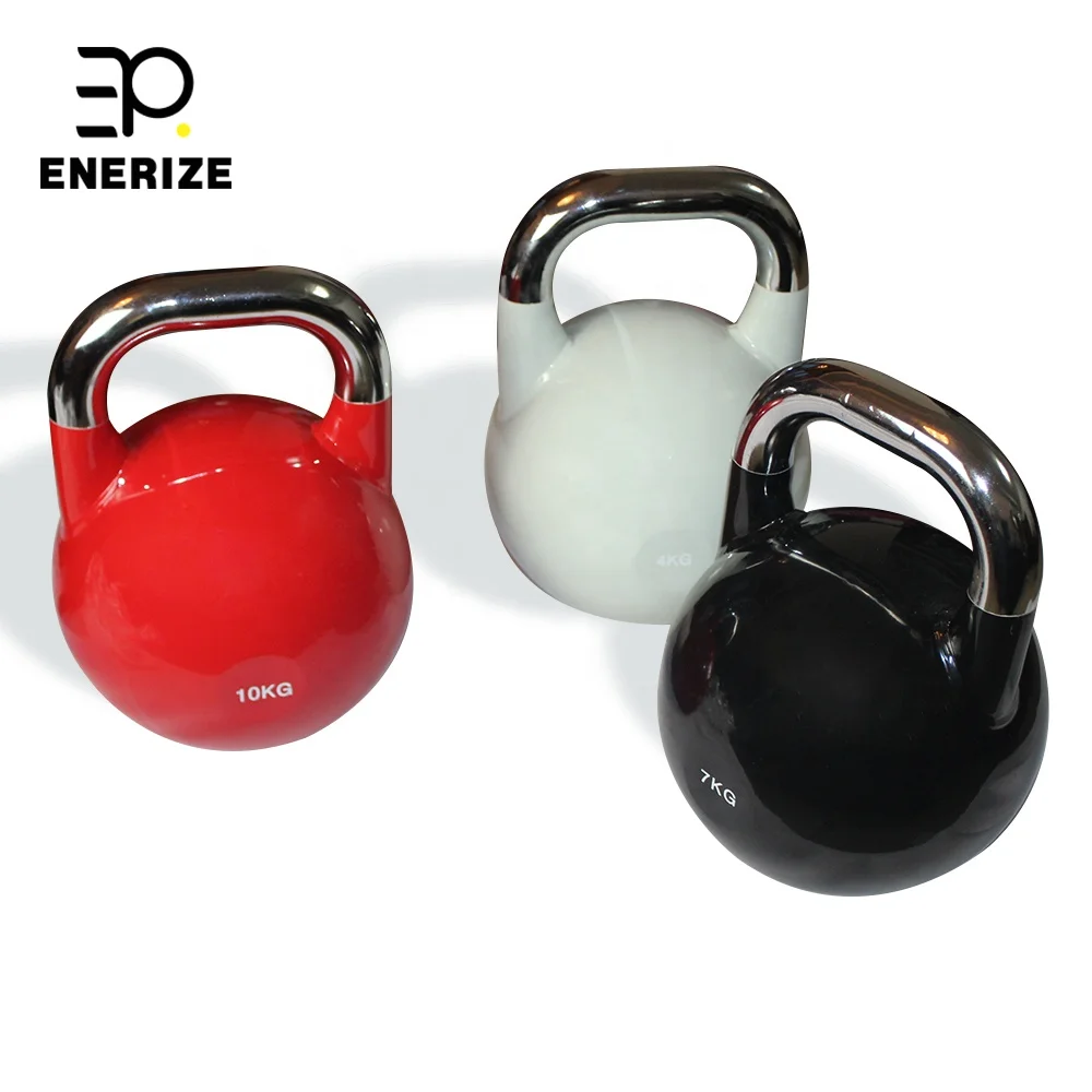 Fitness podnoszenie ciężarów Kettlebells regulowane tanie żeliwny czajnik dzwonki 12-32kg kolorowo powlekane stalowe zawody Kettlebell