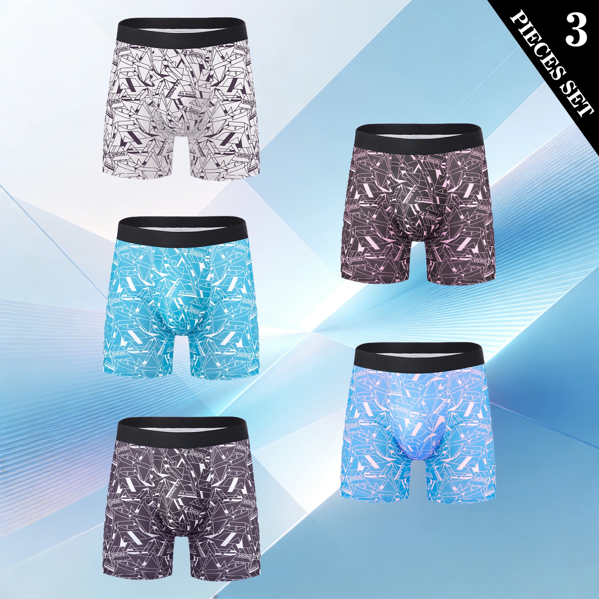 

3PCS cotton men's underwear breathable men's boxing shorts printed men's underwear comfortable shorts sizes S-XL