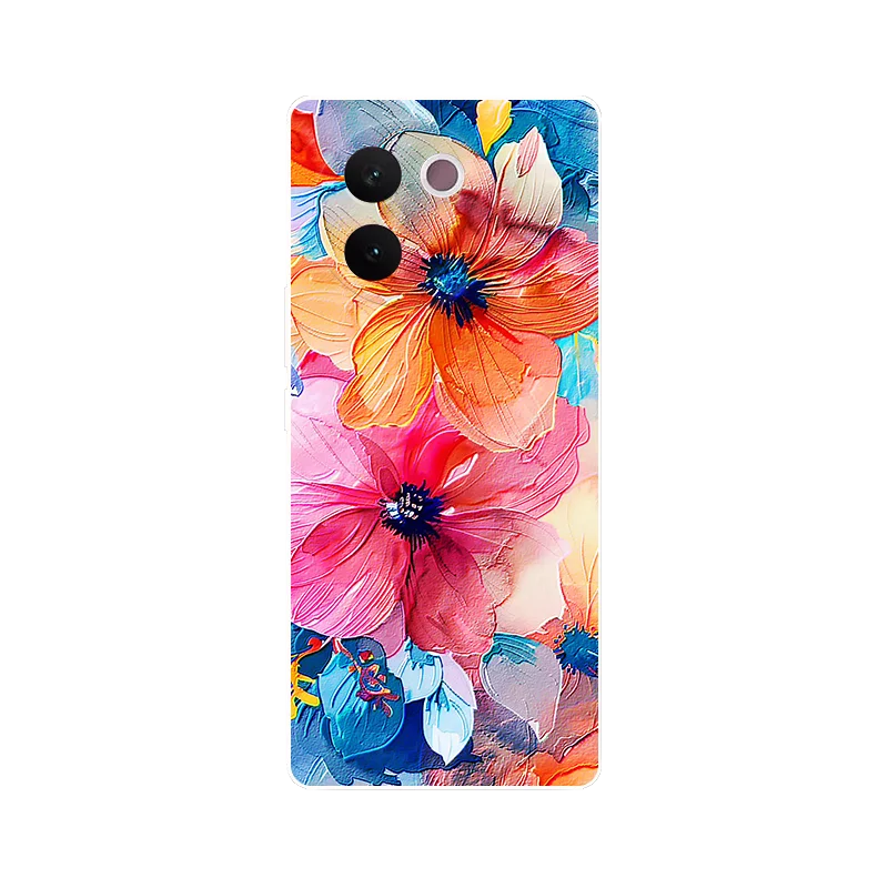 For Vivo V30e 5G Case Flower Red Moon Silicone Soft TPU Back Cover for Vivo V30e V2339 Phone Case VivoV30e V 30e