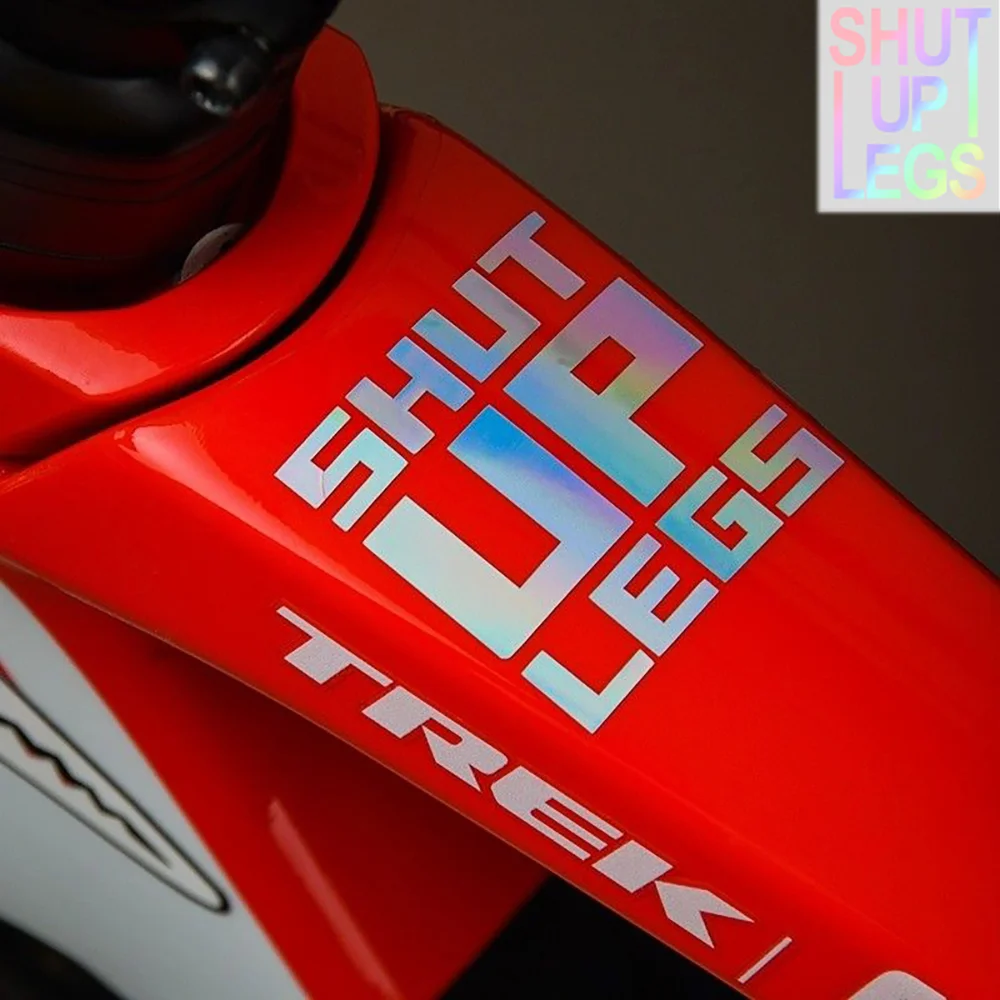 2 Stück SHUT UP LEGS Fahrradaufkleber Fahrradrahmen Oberrohr Dekorative Helm-Vinylaufkleber für MTB Fahrrad Wasserdichtes Fahrradzubehör