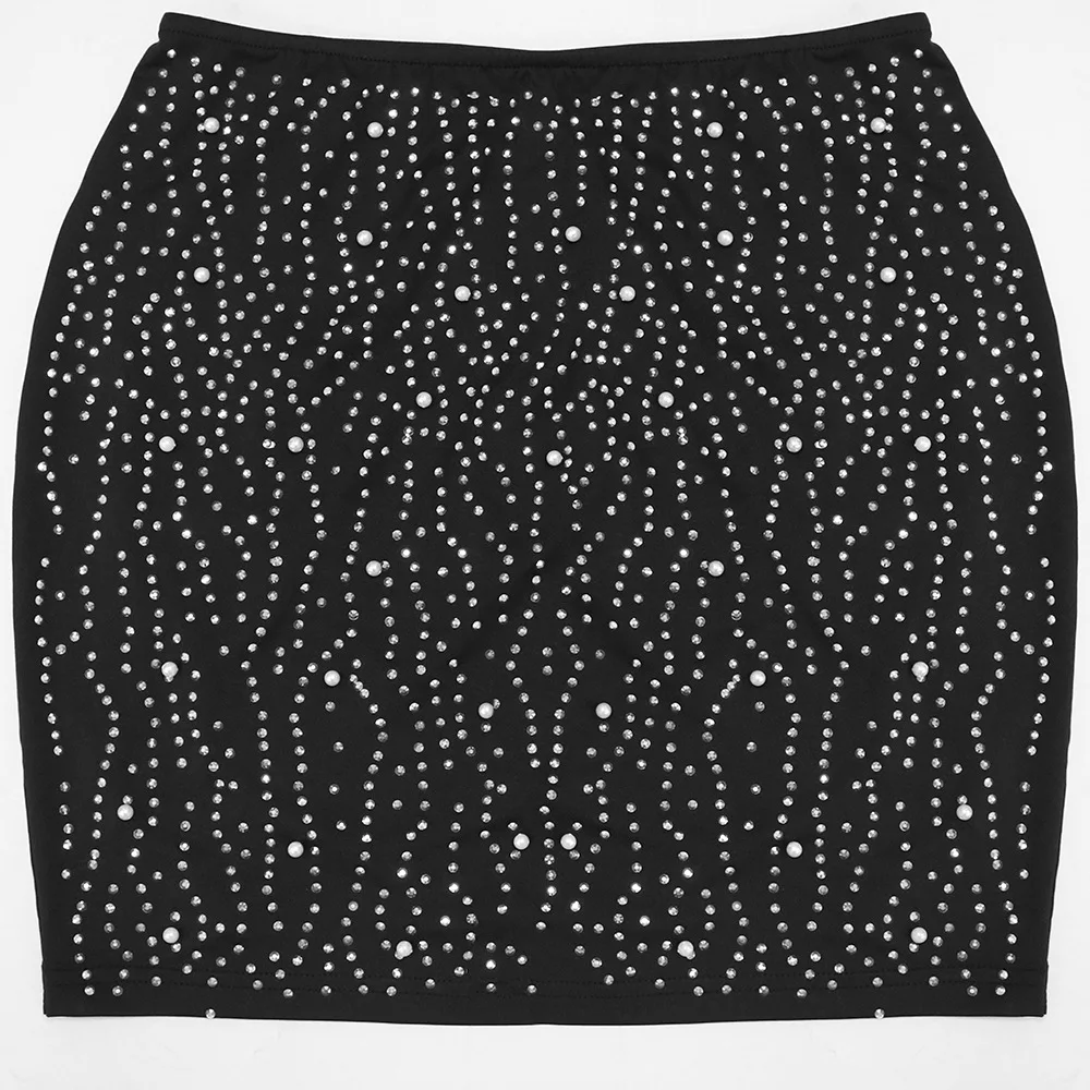 Autumn Women's Suit Fashion Halter Short Top And Hot Drill Bag Hip Skirt Sets Lady Sexy Temperament Elegant Two-Piece Set