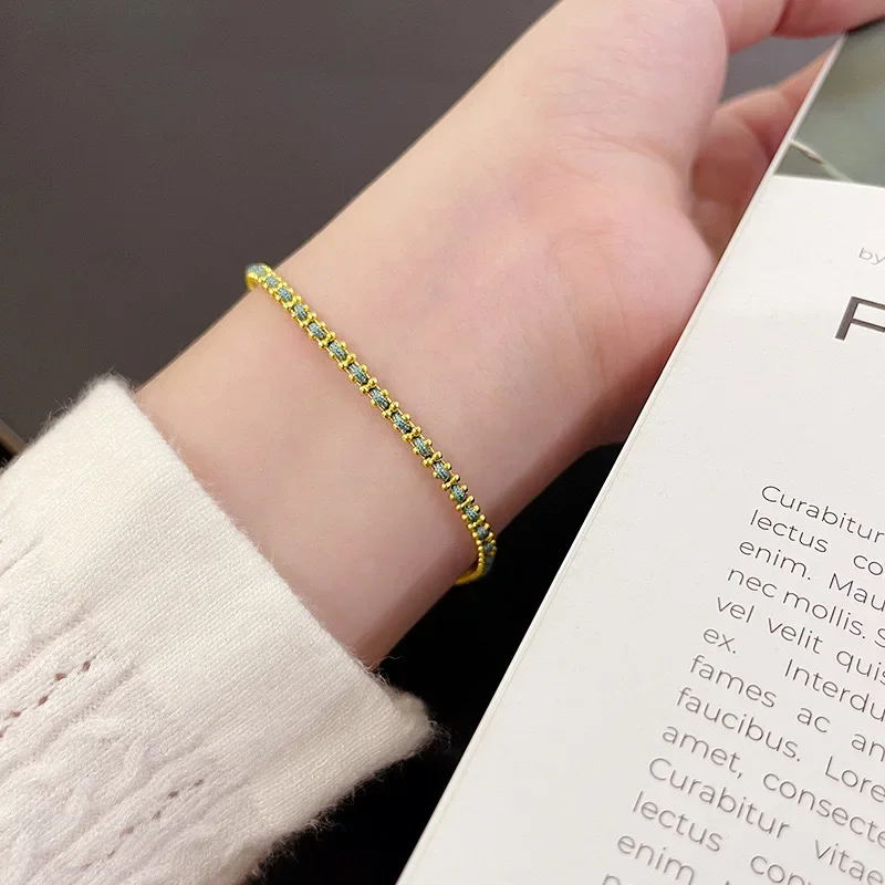 

S925 Silver French Red Rope Temperament New Trendy Chic Bead Chain Bracelet for Women Fine Jewelry Minimalist Accessories