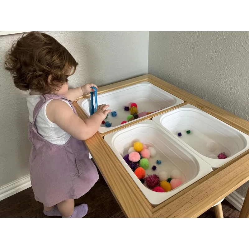 

Kids Table, Play Sand Table Indoor Sensory Table, with 3 Storage Bin for Kids, Perfect Choice for Christmas Thanksgiving Gift