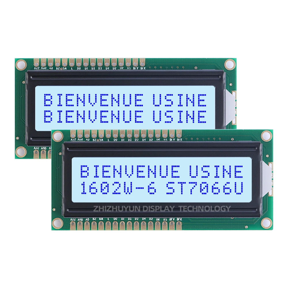 Meervoudige Tekenbibliotheek 1602W-6 Europese Lcd-Module Grijze Film Zwart Woord Full View Brede Temperatuur St7066u Controller