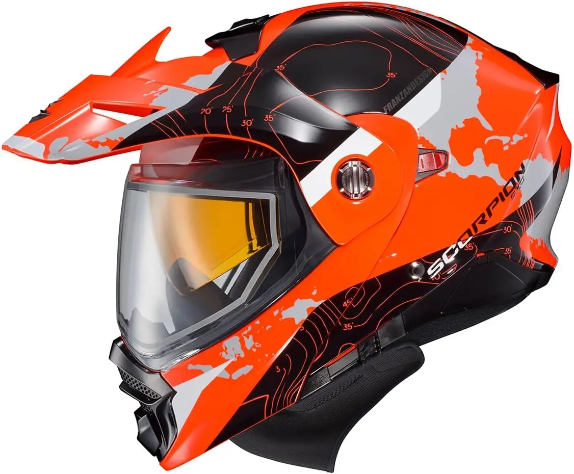 

AT960 Cold Weather Adventure Snowmobile Modular Helmet Dual Pane Shield with Breath Box and Bluetooth Ready Speaker Pockets Topo
