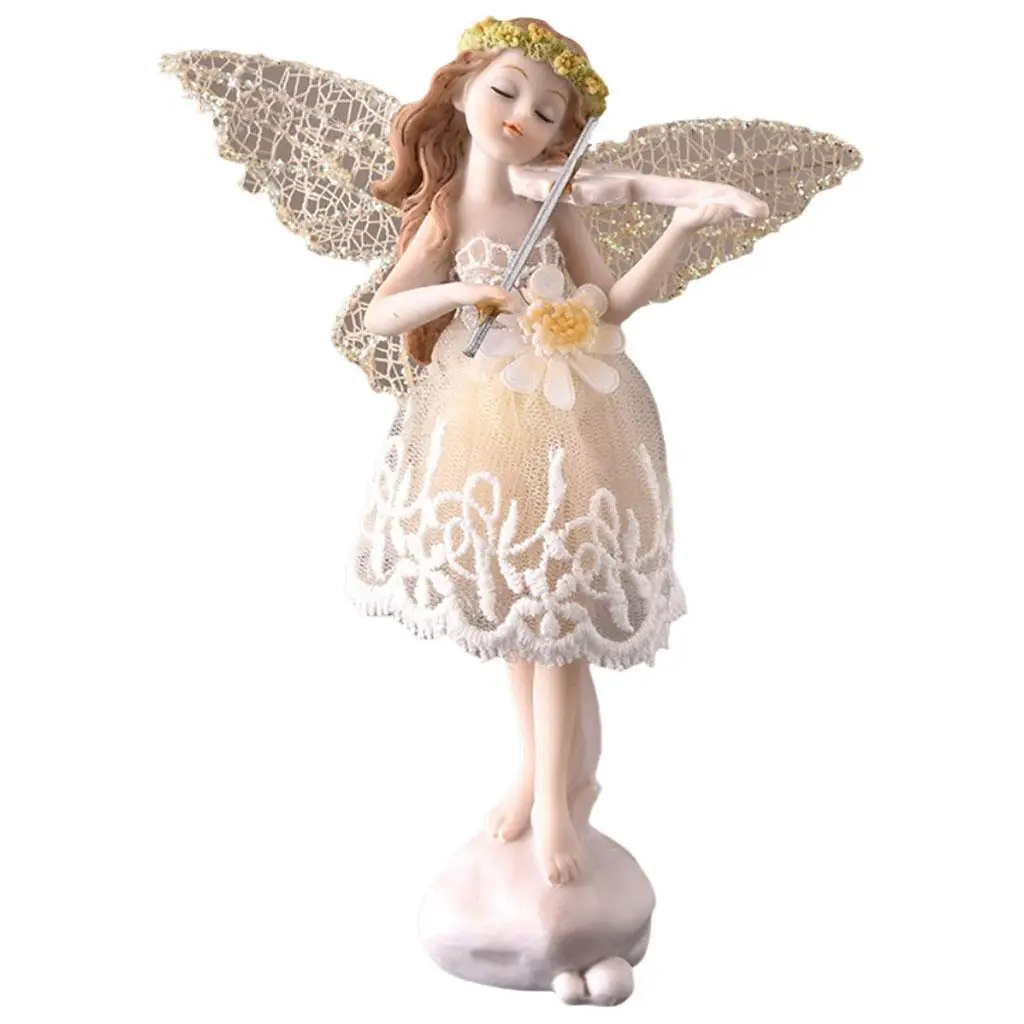 Flower Fairy Statue Sitting Sculpture Figurines Garden Ornament Angel Resin
