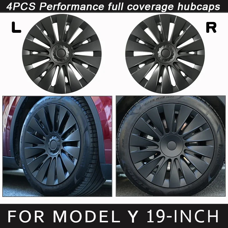 4PCS Hub Cap for Tesla Model Y 19-Inch Performance Replacement Wheel Cap Automobile Full Rim Cover Accessories 2018-2024 Hubcap