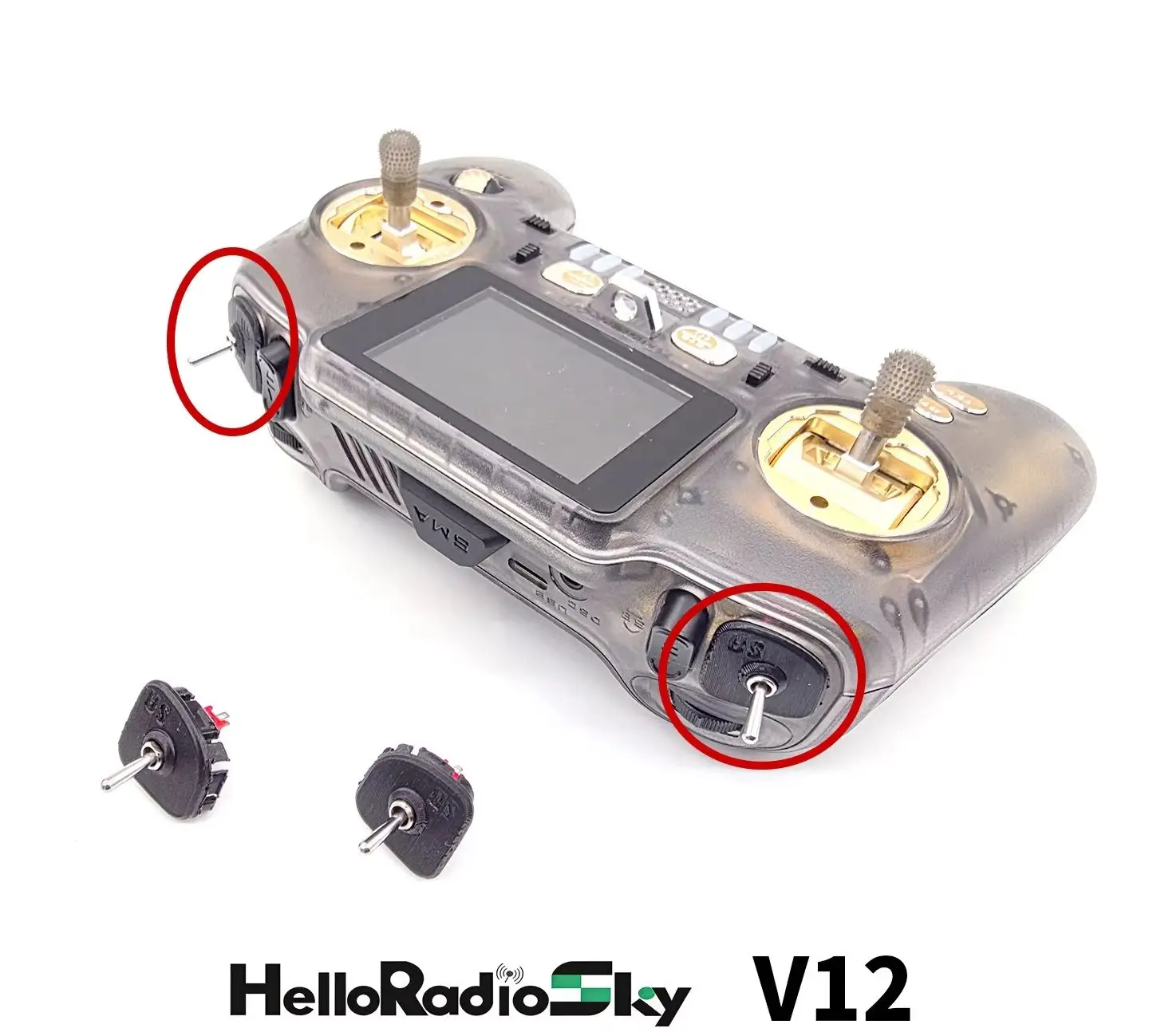 Helloradio Sky V12 Shoulder Button to Toggle Switch Upgrade Parts, Import‑Grade Switch with 3D‑Printed Housing