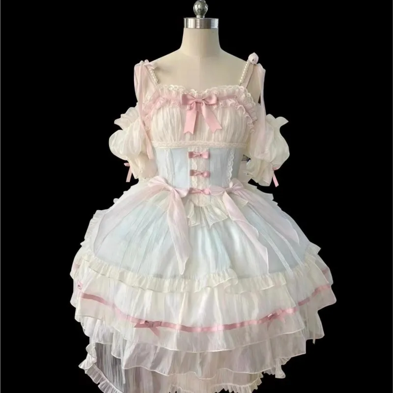 Green pink ballet style birthday coming-of-age pompadour dress