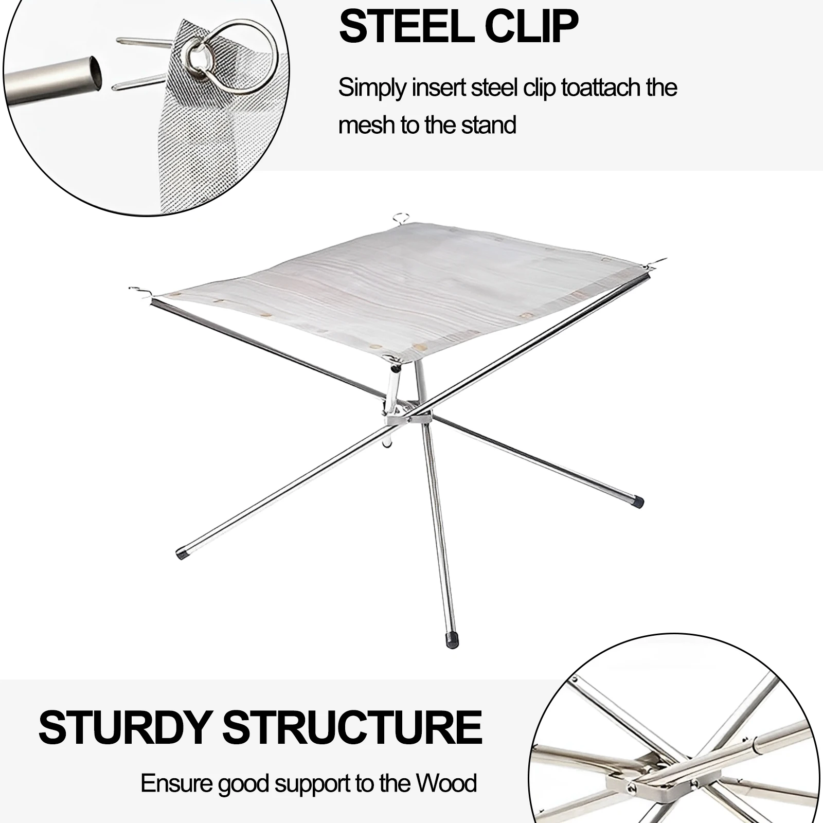 Portable Outdoor Fire Pit Collapsing Steel Mesh Fire Stand Stove Wood Heater Camping Supplies Backyard Garden With Carrying Bag