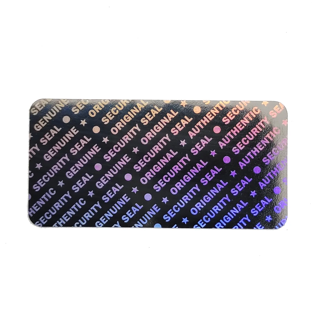 Imagem -04 - Holograma Selo de Segurança Genuíno e Autêntico Etiqueta Original Etiqueta Válido Esquerda se Tampered Remoção Selo de Prova 24x12 mm 100 Pcs