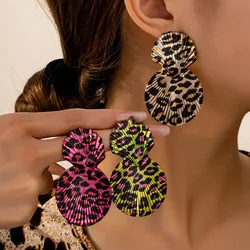 Stud Earrings For Women Girls Shell Shape Print Leopard Print Exaggerated Geometric Ear Accessories Fashion Jewelry CE256
