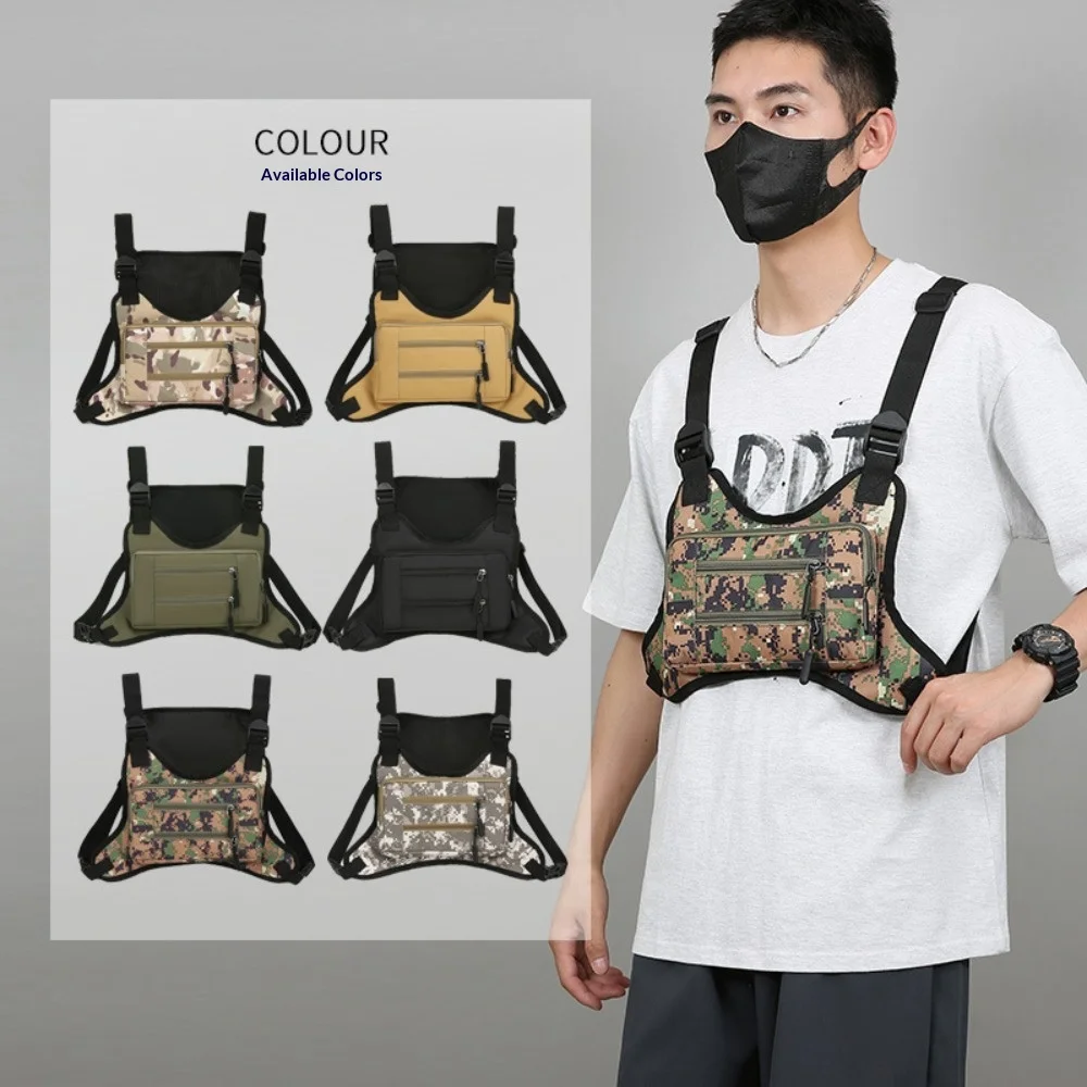Mochila tática multiuso para homens, colete de ciclismo, bolsa esportiva com estampa digital camuflada, bolsa de equipamentos para treino e caminhada.