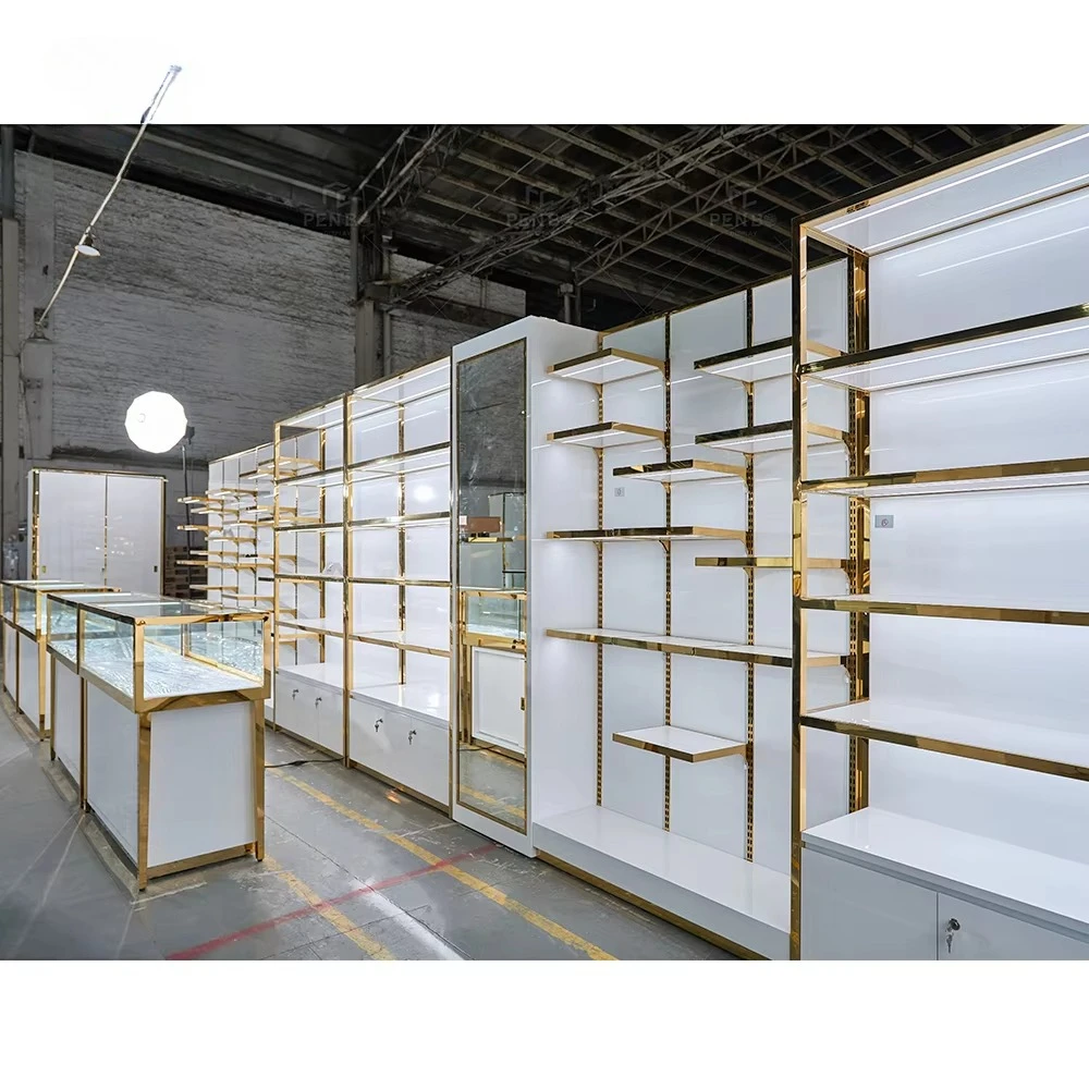 #Custom Wall Mounted Adjustable Floating Shelves Minimalist Jewelry showcase Display Cabinet for Jewelry Shop