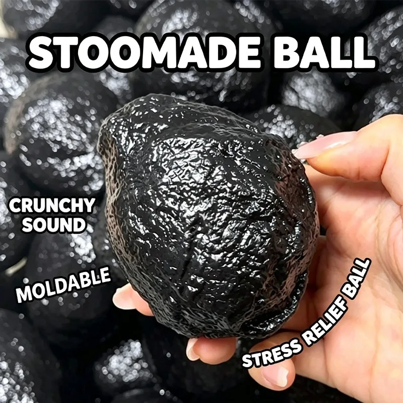 Black Stone Textured Block Filling Noise Sound Toy Rough Rock Shape ASMR Crunchy Sensory Play for ADHD Calming Decompression Toy