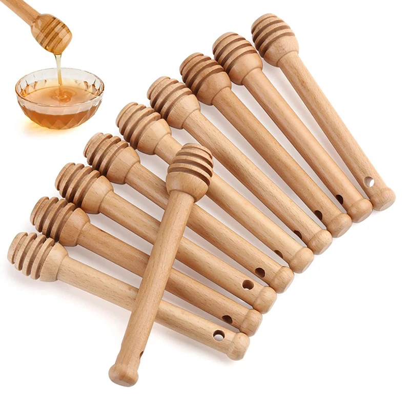 10Pcs Beech Wood Honey Spoon Wooden Honey Dipper Stick Spoons for Honey Jar Syrup Server Serving Spoon Tableware Kitchen Gadgets