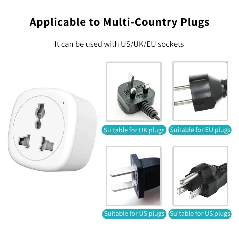 WiFi Universal Plug 16A Power Monitor Smart Life APP Voice Control With Tuya Alexa Google Home Compatible For Global Traveling image 2